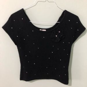 Twiggy byLondon black fluffy shirt diamond